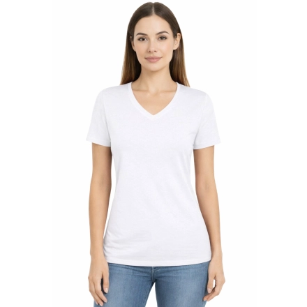 T-shirt Damski biały dekolt w serek roz. M – koszulka t-shirt robocza – odzież firmowa